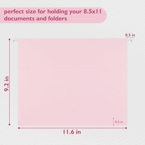 YNXPTBNC 25 Packs Hanging File Folders,Cherry Pink Hanging File Folders Letter Size,Hanging Folders with 1/5-cut Tabs,Hanging Folders for Filing Cabinets, File Organizer Folder for Office,School,Home - Image 2