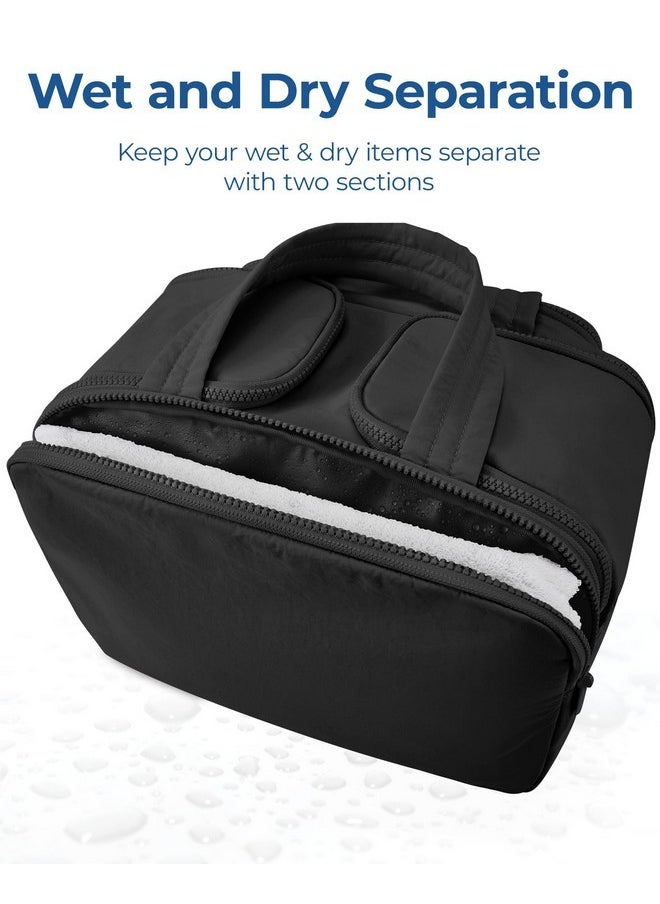BAGSMART Travel Toiletry Bag, Lightweight Large Wide-Open Travel Bag For Women, Puffy Cosmetic Makeup Bag Organizer With Handle For Accessories,Essentials, Toiletries, Black  - Image 4