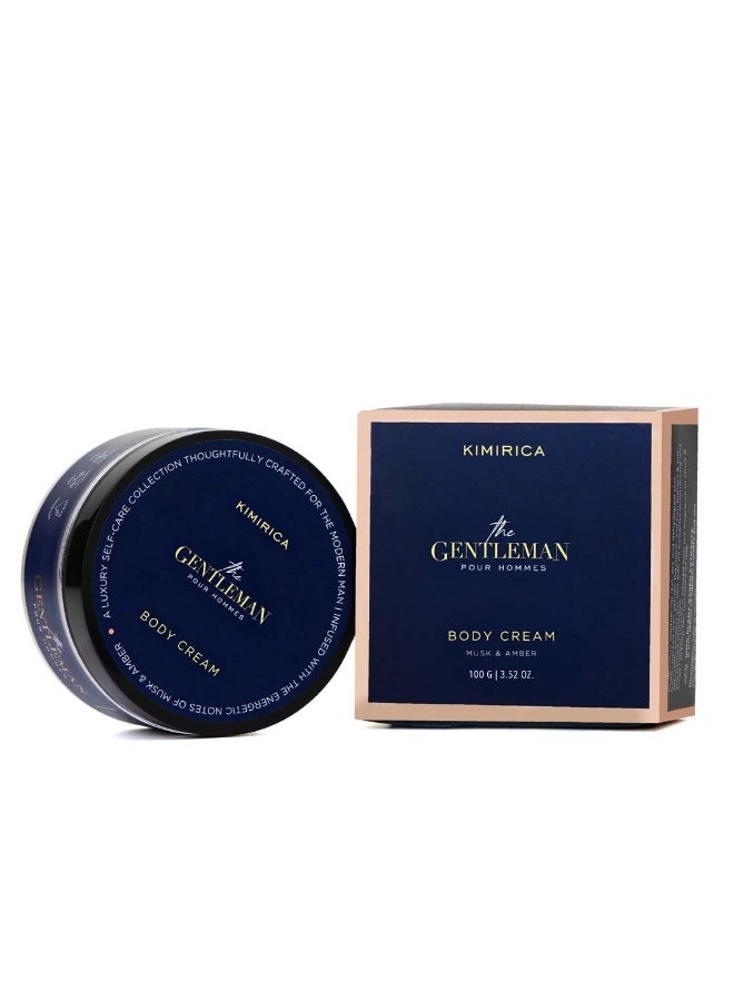 Kimirica The Gentleman Body Cream-100gm|High-performance and restorative blend of Vetiver, Patchouli, Niacinamide, and Hyaluronic acid Rich blend of natural butters & oils - Image 1