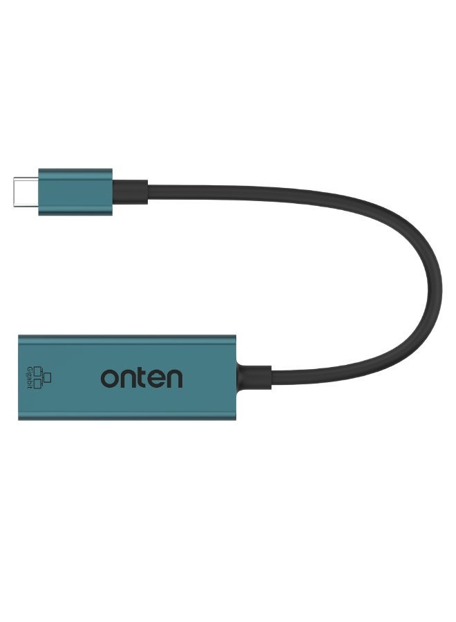 أونتن محول Onten OTN-9598 من USB-C إلى RJ45 Gigabit Ethernet، محول شبكة LAN بمنفذ USB-C وسرعة 1000 ميجابت في الثانية لأجهزة الكمبيوتر المحمول والمكتبي وMacBook والأجهزة اللوحية والهواتف الذكية، محول إنترنت سلكي يدعم التشغيل الفوري (Plug & Play). - Image 1