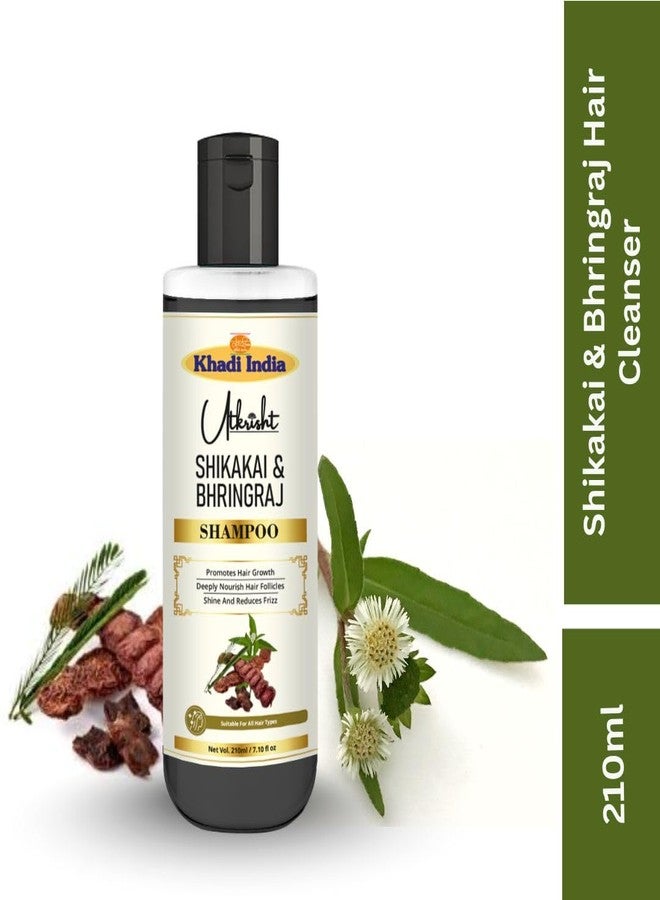 Utkrisht Khadi Shikakai & Bhringraj Natural Hair Shampoo for Hair Fall Control, Dandruff Care & Hair Growth - Sulfate-Free, Paraben-Free Herbal Cleanser for Men & Women - Gentle Daily Use | 210ml - Image 3