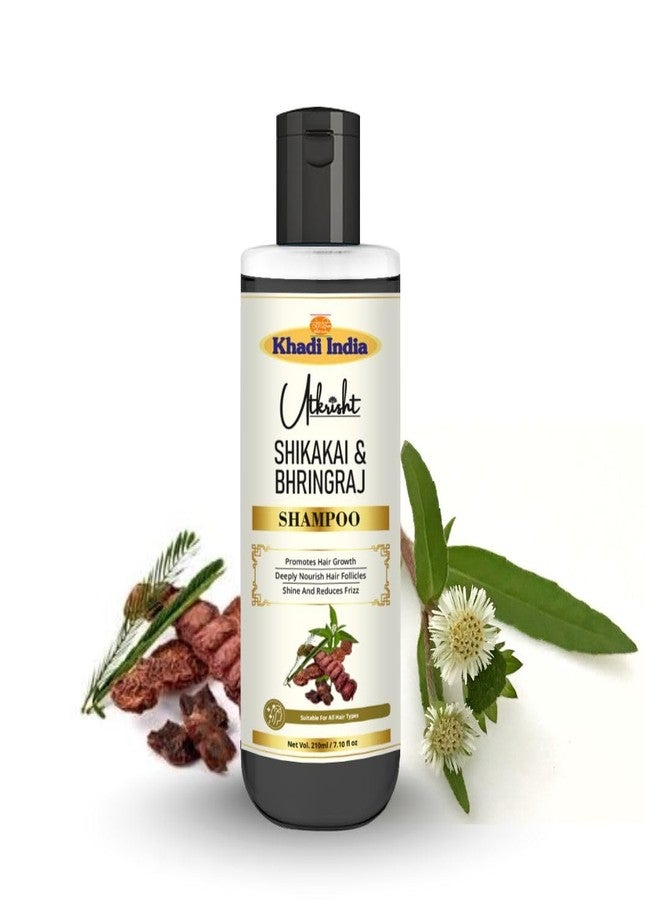 Utkrisht Khadi Shikakai & Bhringraj Natural Hair Shampoo for Hair Fall Control, Dandruff Care & Hair Growth - Sulfate-Free, Paraben-Free Herbal Cleanser for Men & Women - Gentle Daily Use | 210ml - Image 2