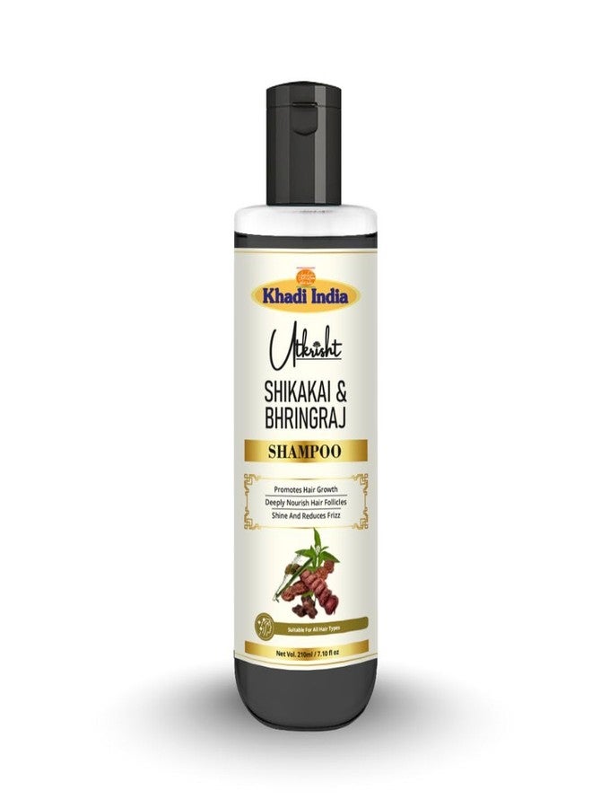 Utkrisht Khadi Shikakai & Bhringraj Natural Hair Shampoo for Hair Fall Control, Dandruff Care & Hair Growth - Sulfate-Free, Paraben-Free Herbal Cleanser for Men & Women - Gentle Daily Use | 210ml - Image 1