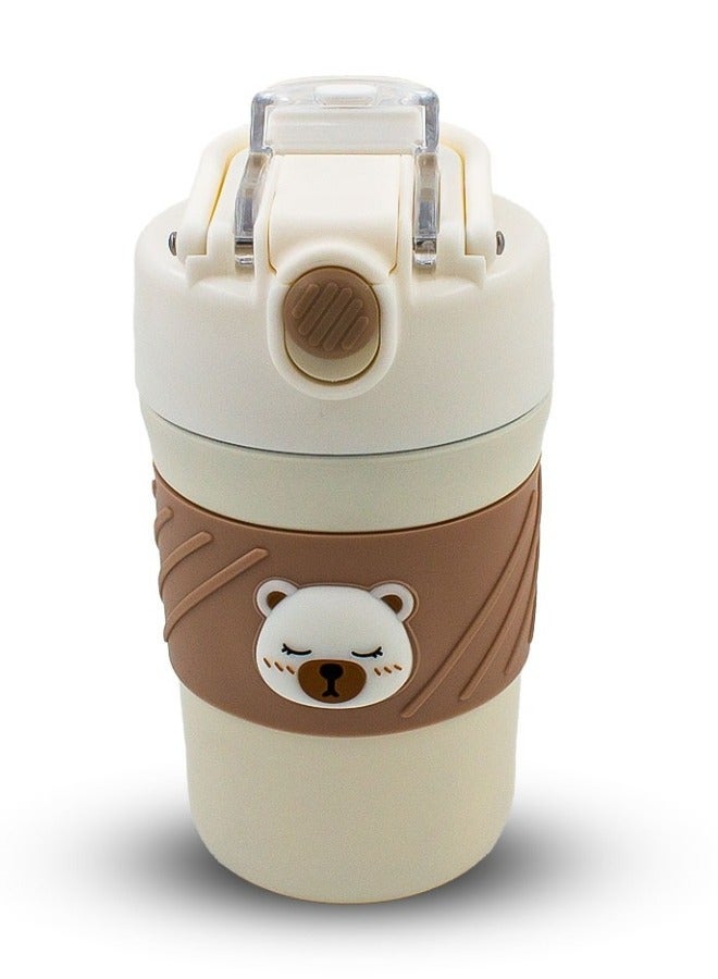 هابي هوم كوب قهوة للسفر مع غطاء، سعة 450 مل، جدار مزدوج مفرغ من الفولاذ المقاوم للصدأ، كوب معدني حراري معزول للمشروبات الساخنه والباردة (أبيض) - Image 2