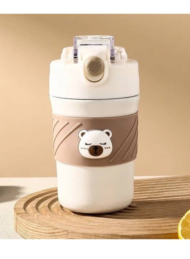 هابي هوم كوب قهوة للسفر مع غطاء، سعة 450 مل، جدار مزدوج مفرغ من الفولاذ المقاوم للصدأ، كوب معدني حراري معزول للمشروبات الساخنه والباردة (أبيض) - Image 4