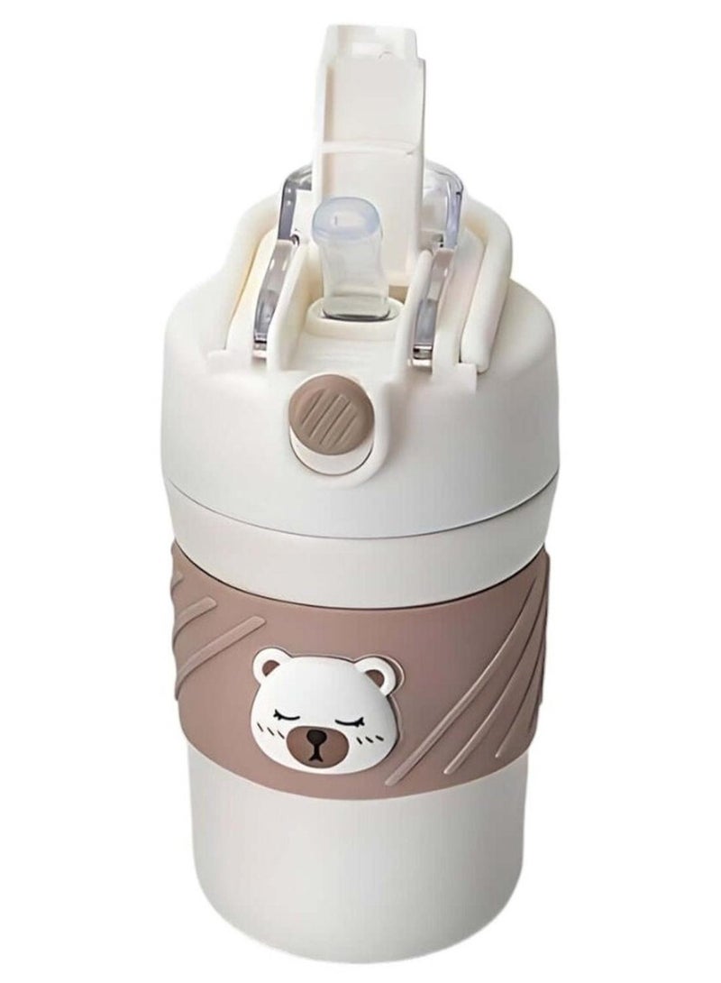 هابي هوم كوب قهوة للسفر مع غطاء، سعة 450 مل، جدار مزدوج مفرغ من الفولاذ المقاوم للصدأ، كوب معدني حراري معزول للمشروبات الساخنه والباردة (أبيض) - Image 1