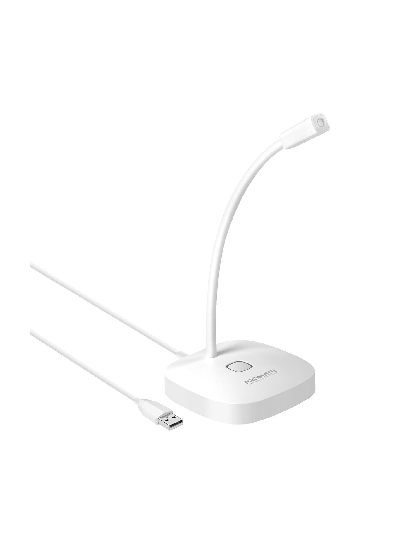 USB Desktop Microphone, High Definition Omni-Directional USB Microphone With Flexible Gooseneck, Mute Touch Button, LED Indicator And Built-In Anti-Tangle Cord For PC, Laptop, Recording White