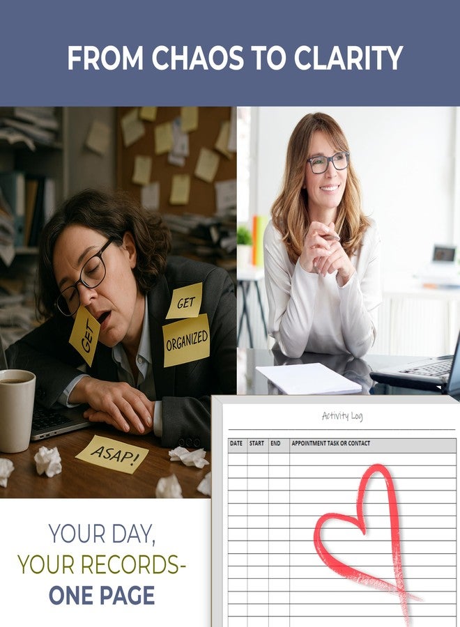 Life Charge Activity Log Notepad - Daily Tracker Planning Pad for Office Productivity, Task Tracking & Time Management Planner - Work Communication Logbook Timesheet, Get Organized - 8.5 x 11 Legal Pad, 60 Page - Image 3