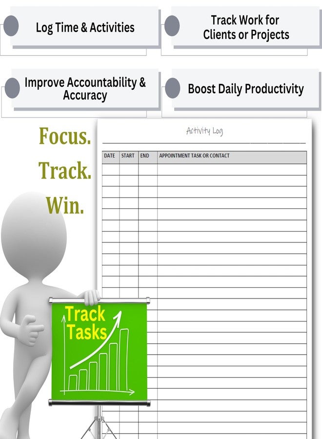 Life Charge Activity Log Notepad - Daily Tracker Planning Pad for Office Productivity, Task Tracking & Time Management Planner - Work Communication Logbook Timesheet, Get Organized - 8.5 x 11 Legal Pad, 60 Page - Image 5