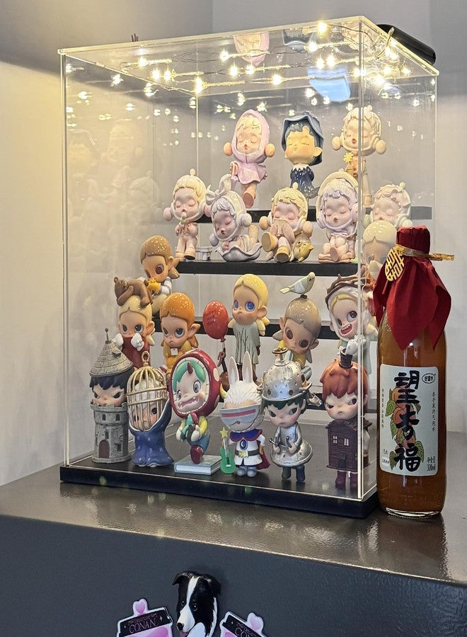 Choowin 5 Tier Clear Acrylic Display Case for Collectibles, Mini Figures, Pop Mart, Labubu, Sonny Angel, Smiski - Assemble Dustproof Acrylic Display Box with Door, Stand (Black Base Step) - Image 5