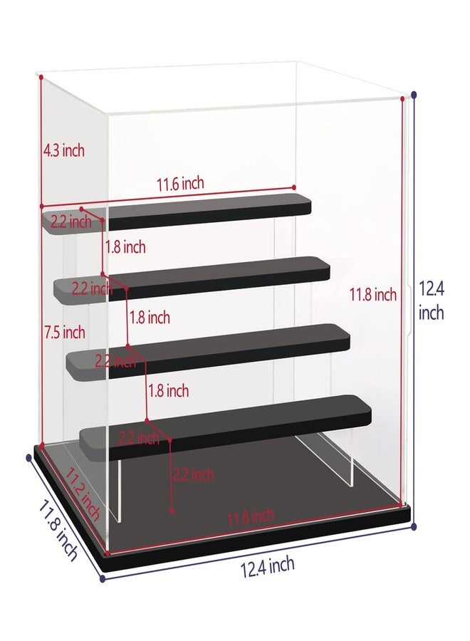 Choowin 5 Tier Clear Acrylic Display Case for Collectibles, Mini Figures, Pop Mart, Labubu, Sonny Angel, Smiski - Assemble Dustproof Acrylic Display Box with Door, Stand (Black Base Step) - Image 2