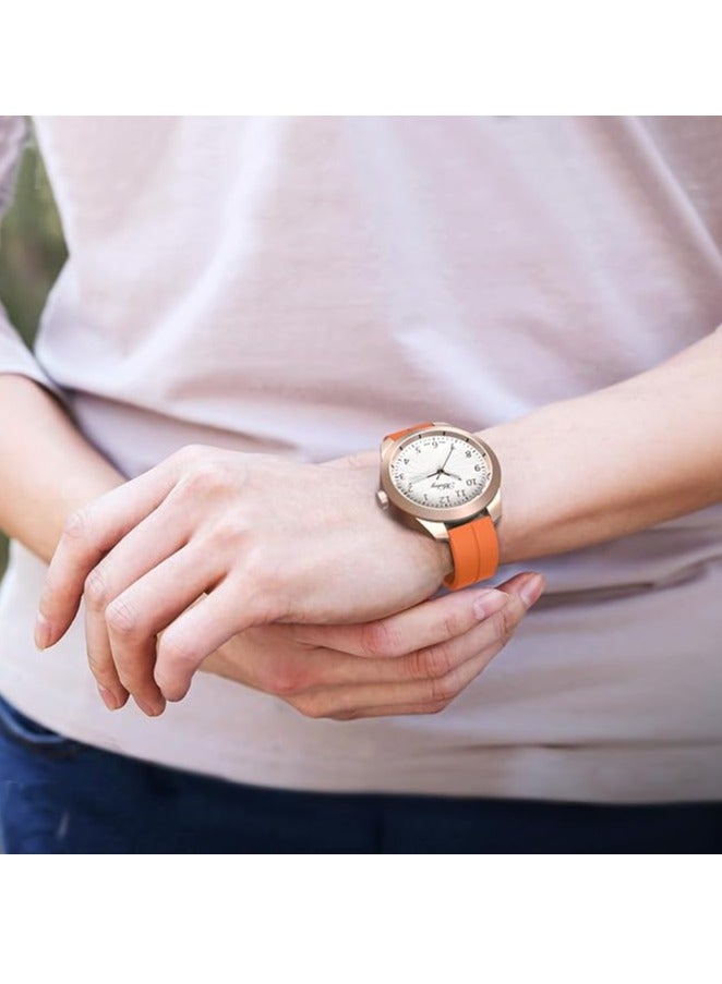 ELTRAZONE Magnetic Silicone Watch Band Strap – Quick Release Soft Sport Strap for Men & Women – Skin-Friendly, Sweat-Resistant Band with Magnetic Folding Clasp – Compatible with 16mm, 18mm, 19mm, 20mm, 22mm Watches – Ideal for Daily & Sports Wear orange - Image 3