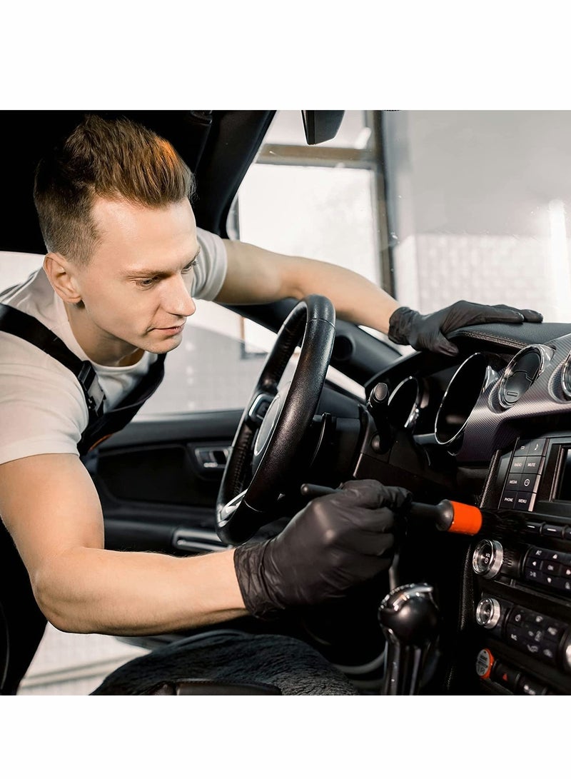 KASTWAVE Car Detailing Brush Kit, 5 Pcs Automotive Clean Wheels Interior Exterior Leather Air Vents Emblems Brushes (Red Black) - Image 3