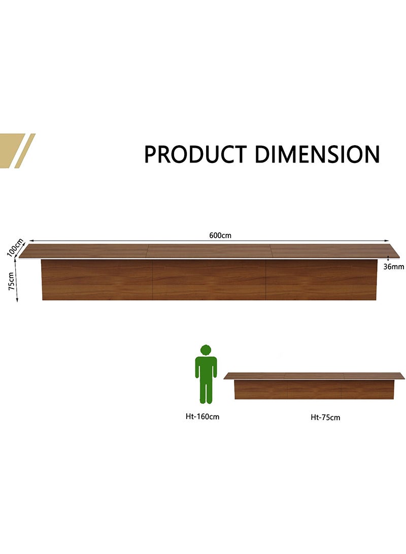 Mahmayi Mahmayi Ultra-Modern Conference Table for Office, Office Meeting Table, Conference Room Table (Natural Dijon Walnut, 600)  - Image 4