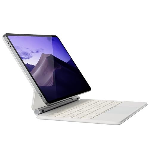 doqo for Samsung Galaxy Tab S10 FE/S9/S9 FE/S8/S7 Keyboard case 11 inch, Magnetic Case with Keyboard with Touchpad Wireless Backlit Floating Cantilever Stand, Slim Protective Cover Folio (Off wihite) - Image 1