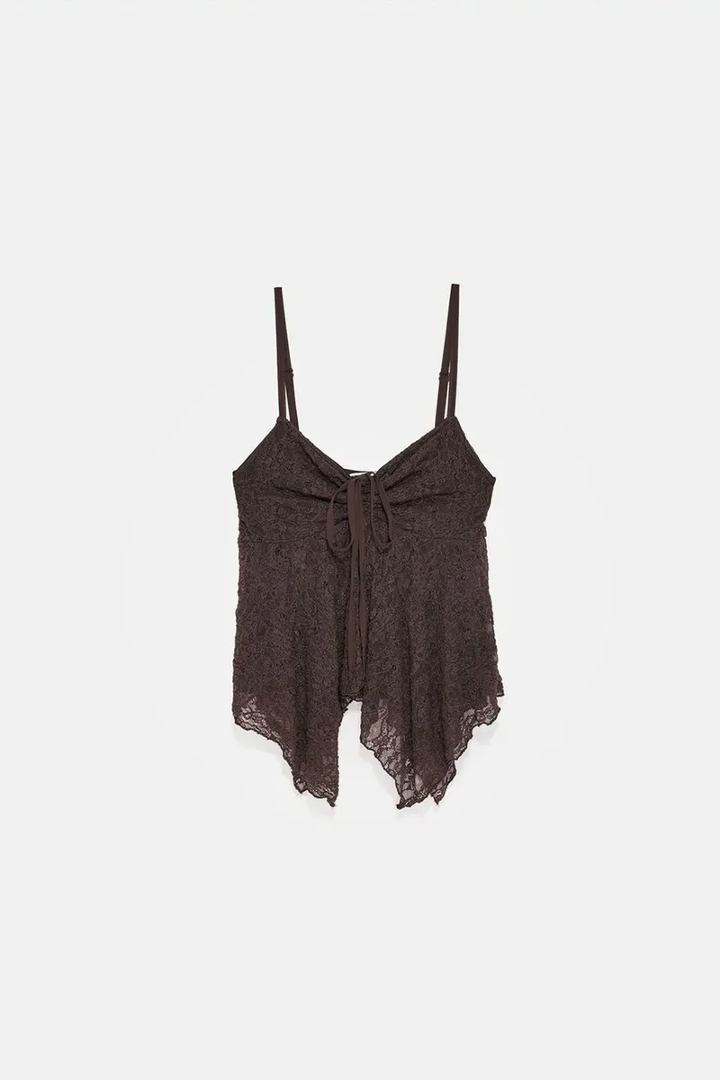 Dilvin Black DILVIN Lace Tie-front Sleeveless Blouse for Women | Best Price UAE