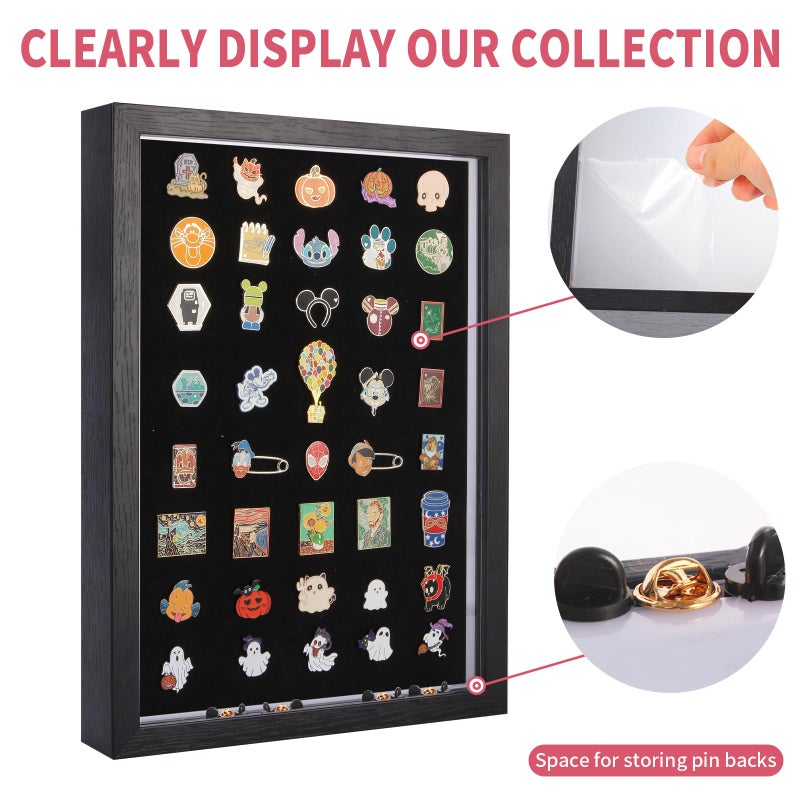 swakuszy Light Up Pin Display Case â€“ 16x12 Black Enamel Pin Display Board with Light, Pin Holder and Pin Collection Display Frame, Pin Display for Wall or Tabletop, Pin Board for Enamel Pins - Image 5