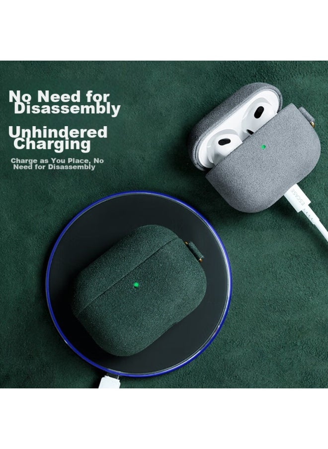 Escase Airpods 4 Case, Apple Fourth Generation Noise-cancelling Bluetooth Box, Plush Anti-dust Anti-fingerprint, Niche Outer Shell, Trendy, Comfortable Feel For Men And Women, Dark Green