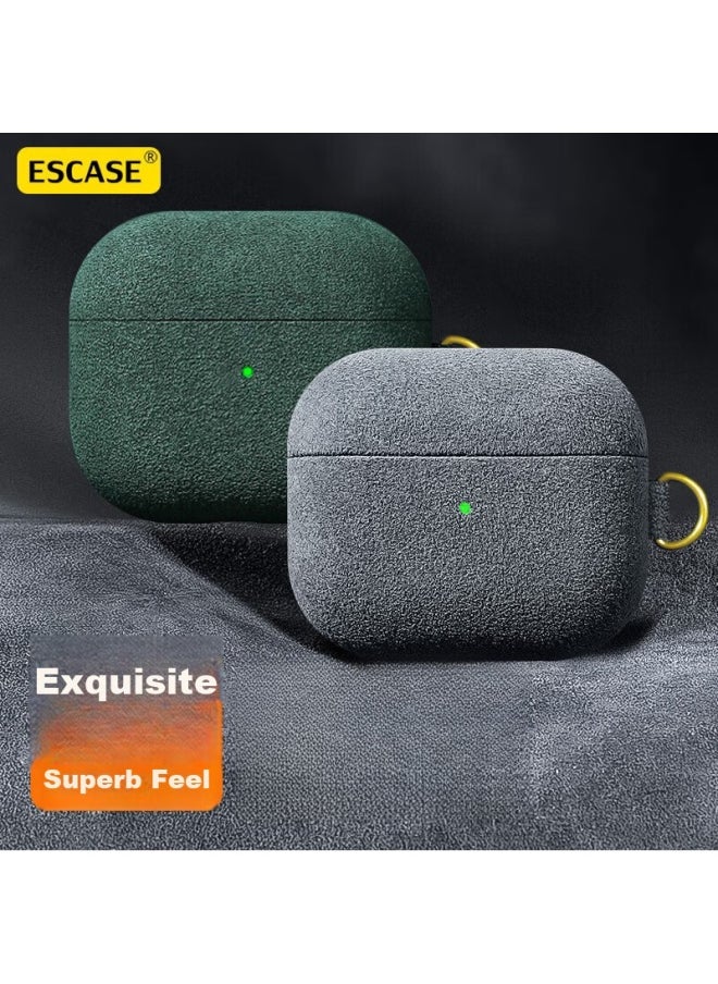 Escase Airpods 4 Case, Apple Fourth Generation Noise-cancelling Bluetooth Box, Plush Anti-dust Anti-fingerprint, Niche Outer Shell, Trendy, Comfortable Feel For Men And Women, Dark Green
