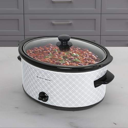 West Bend Slow Cooker 6-Quart Manual Crockery Style with Dishwasher Safe Oval Ceramic Crockpot and Glass Lid Two Temperature Settings Plus Keep Warm, 330-Watts, Silver - Image 3