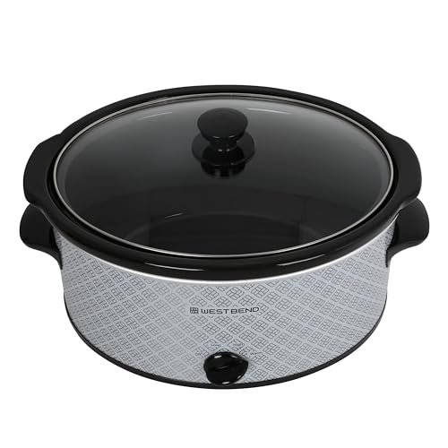West Bend Slow Cooker 6-Quart Manual Crockery Style with Dishwasher Safe Oval Ceramic Crockpot and Glass Lid Two Temperature Settings Plus Keep Warm, 330-Watts, Silver - Image 4