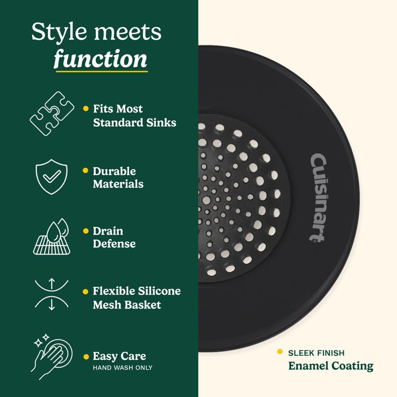 Best Brands Cuisinart Sink Strainers- 2 Pack Kitchen Sink Drain Strainer & Food Catcher with Enamel-Coated Stainless Steel Rim and Silicone Base, Fits Standard 3.5" Drains, Outer Diameter 4.35", Scratch-Safe - Image 4