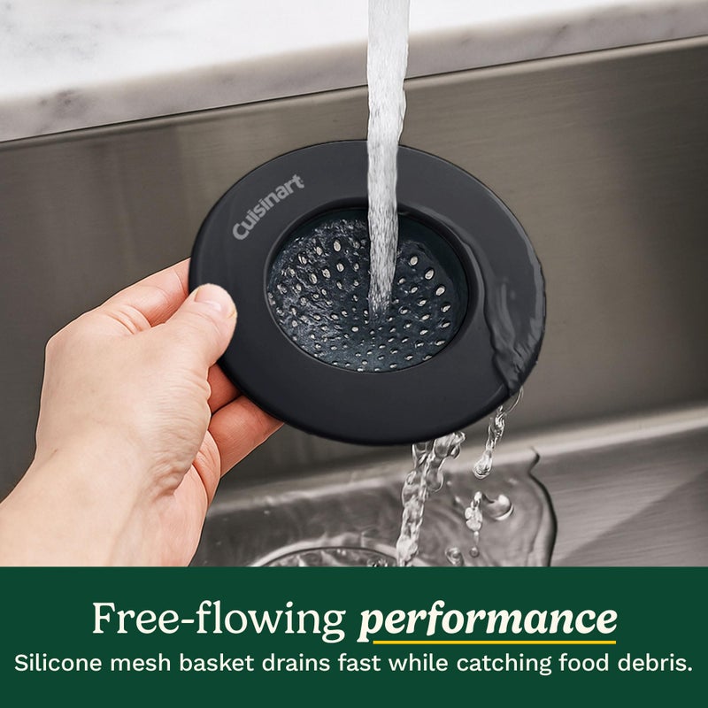 Best Brands Cuisinart Sink Strainers- 2 Pack Kitchen Sink Drain Strainer & Food Catcher with Enamel-Coated Stainless Steel Rim and Silicone Base, Fits Standard 3.5" Drains, Outer Diameter 4.35", Scratch-Safe - Image 2