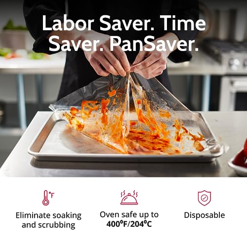 PanSaver Hotel Clear Pan Liners for Easy Clean Up - Disposable Buffet Pan Liners, Ovenable up to 400F (Half Medium/Deep Pan Liner - 14 x 23 in) - Image 2