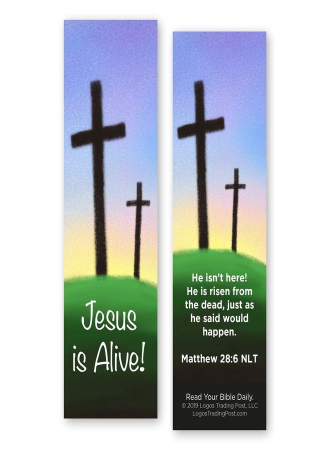 Logos Trading Post Children and Youth Bookmark, Easter, Jesus is Alive (Calvary), Matthew 28:6, Pack of 25, Handouts for Classroom, Sunday School, and Bible Study - Image 2