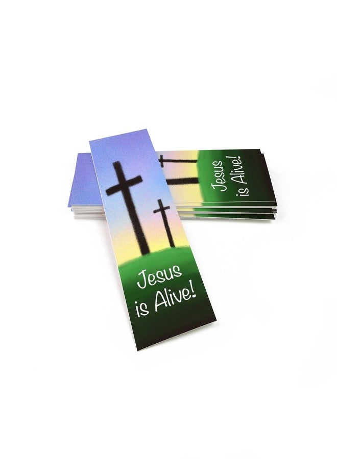 Logos Trading Post Children and Youth Bookmark, Easter, Jesus is Alive (Calvary), Matthew 28:6, Pack of 25, Handouts for Classroom, Sunday School, and Bible Study - Image 1