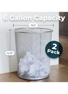 VIO 2 Pack Large Mesh Trash Cans Waste Basket Garbage Bin Lightweight Sturdy Round Mesh Trash Bin Recycling Can for Desk Bedroom Home Room Office 6 Gallon Size  - Image 5