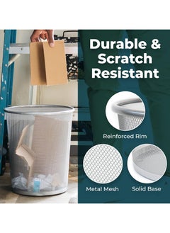 VIO 2 Pack Large Mesh Trash Cans Waste Basket Garbage Bin Lightweight Sturdy Round Mesh Trash Bin Recycling Can for Desk Bedroom Home Room Office 6 Gallon Size  - Image 3
