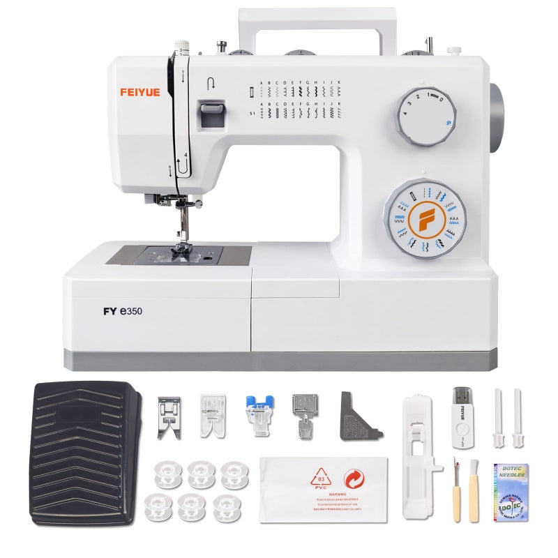 FEIYUE FYe350 Sewing Machine Energy Saving Servo Motor Heavy Duty  Portable 23 Builtin Stitches Multiple Needle Positions 6 Bobbins  5 Included Sewing Feet
