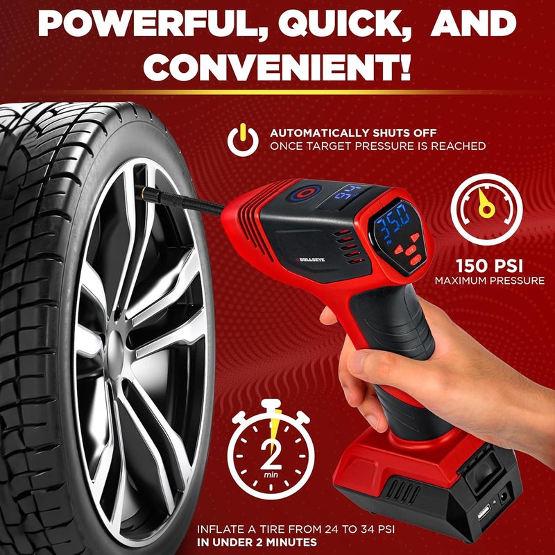 EMSON Bullseye Pro Digital Tire Inflator - Rechargeable Air Compressor with LED Lights - Image 2