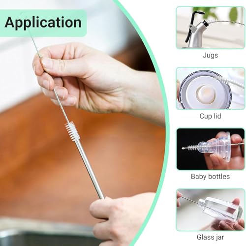 BowieMall Straw Cleaning Brush Stainless Steel Nylon Cleaner Brushes for Long Straw with Tiny Brush for Straw Sipper (Pack of 10) - Image 4