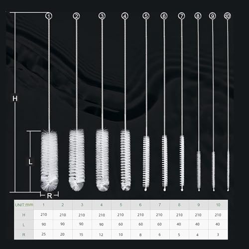 BowieMall Straw Cleaning Brush Stainless Steel Nylon Cleaner Brushes for Long Straw with Tiny Brush for Straw Sipper (Pack of 10) - Image 3