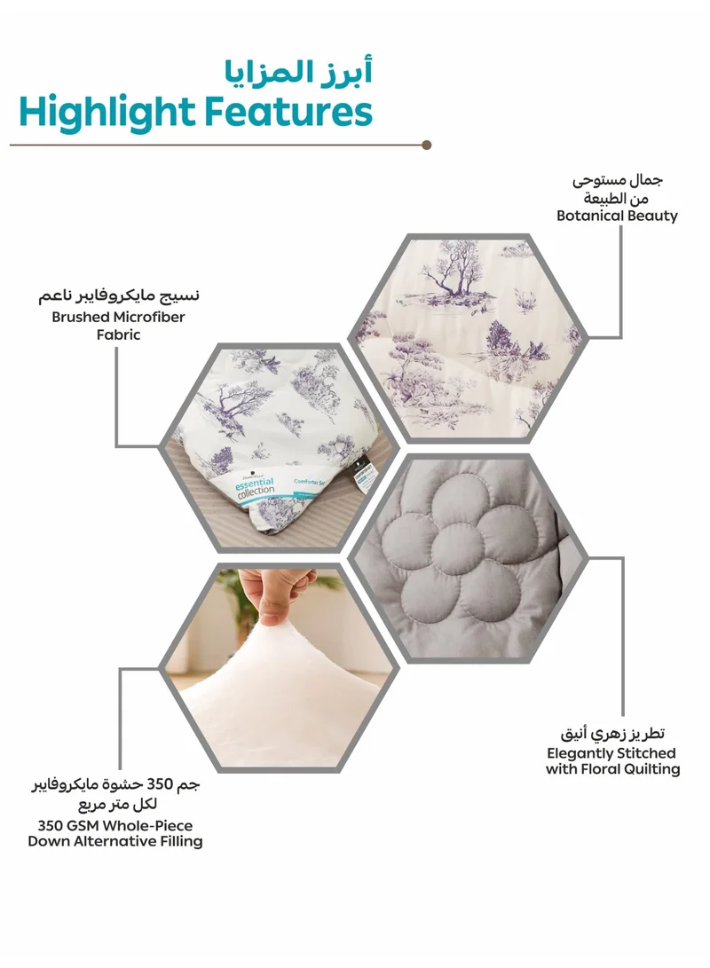 Donetella KING 6-Pcs Printed King Comforter Set | Fits 200x200 cm Size Bed | Soft Brushed Microfiber | Reversible Printed Comforter | 350 GSM Down Alternative Fill  | Best Price UAE