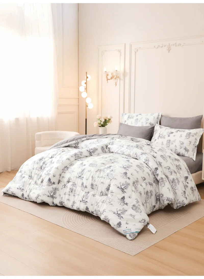 Donetella KING 6-Pcs Printed King Comforter Set | Fits 200x200 cm Size Bed | Soft Brushed Microfiber | Reversible Printed Comforter | 350 GSM Down Alternative Fill  | Best Price UAE