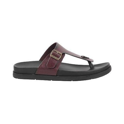 Metro Men's Brown Faux Leather Buckle Thong Slippers UK/9 EU/43(16-761) - Image 3