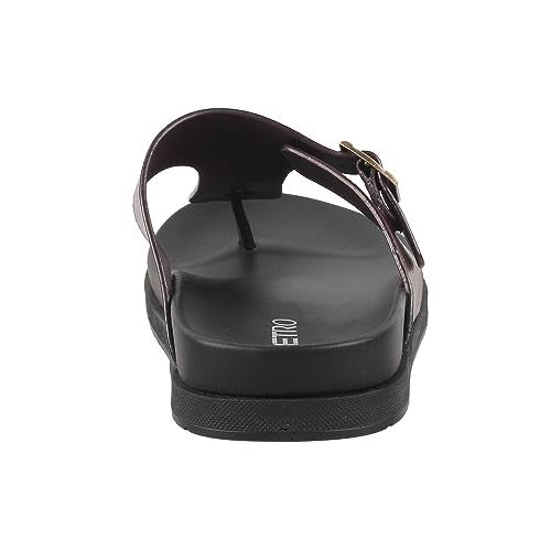 Metro Men's Brown Faux Leather Buckle Thong Slippers UK/9 EU/43(16-761) - Image 4