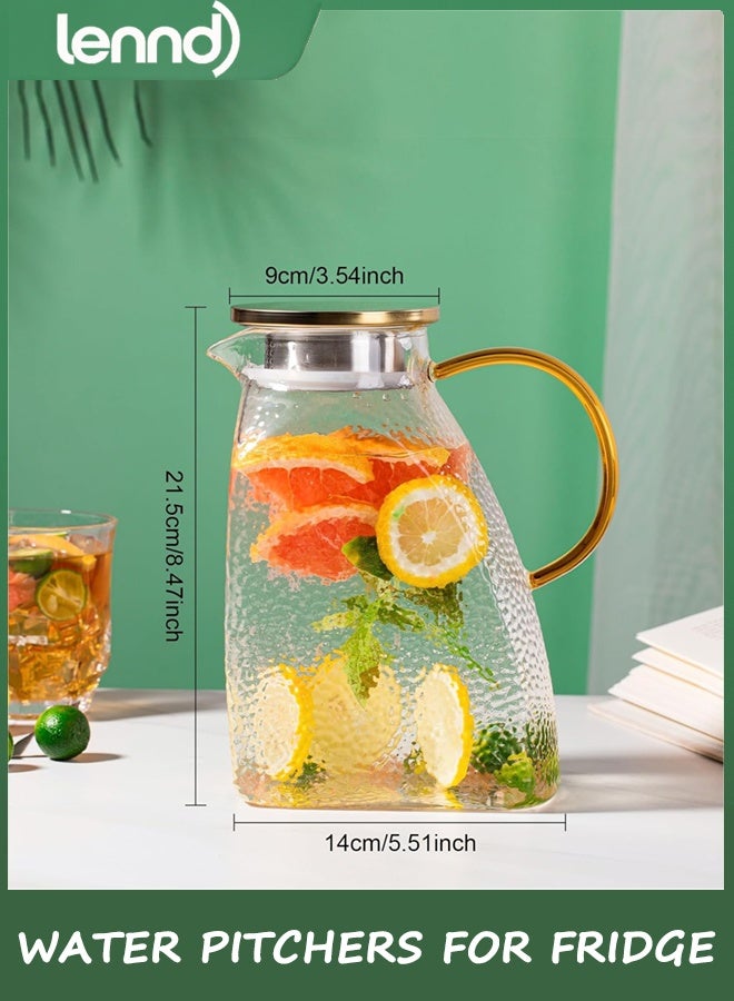 LENND Glass Pitcher With Lid and Spout, 1.8 Liter 60 oz Glass Pitchers With Handle And Lid, Jug Water Pitchers For Fridge, Carafe Jar for Hot/Cold Water Iced Tea Juice Coffee Milk Beverage - Image 5