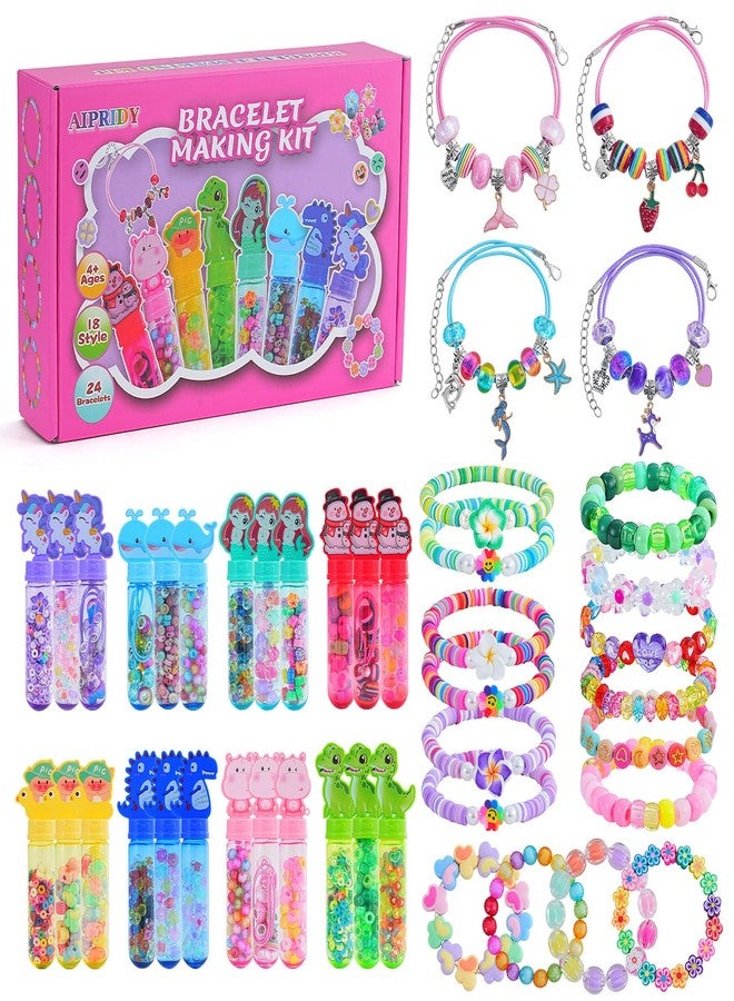 AIPRIDY Creative Beading Kit, Charm Bracelet Jewelry Making Kit for Kids, 18 Styles, 24 Pack Bracelet Wands,Classroom Prizes,Goodie Bags Stuffers, Ages 4+ (Rose red) - Image 1