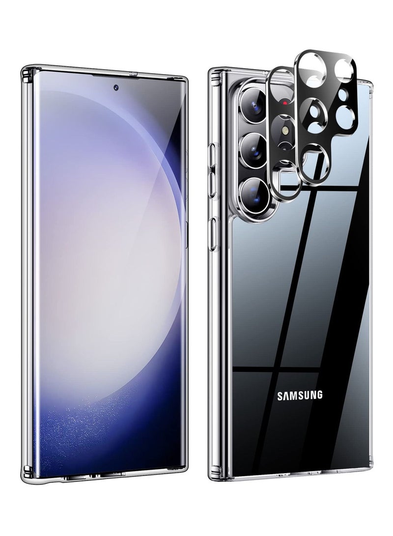 BORTONY Samsung Galaxy S23 Ultra Case Crystal Clear 2X HD Camera Lens Protectors Anti-Yellowing Military Grade Drop Proof Slim Fit Soft TPU Protective Cover - Image 1