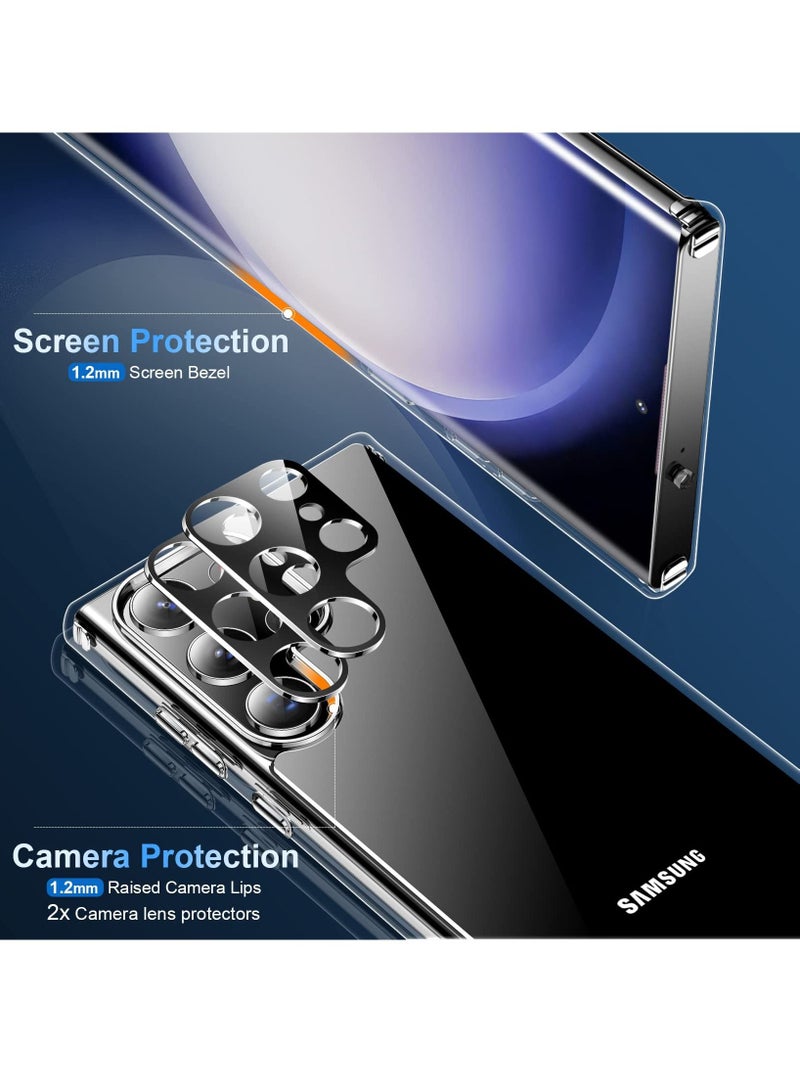 BORTONY Samsung Galaxy S23 Ultra Case Crystal Clear 2X HD Camera Lens Protectors Anti-Yellowing Military Grade Drop Proof Slim Fit Soft TPU Protective Cover - Image 3