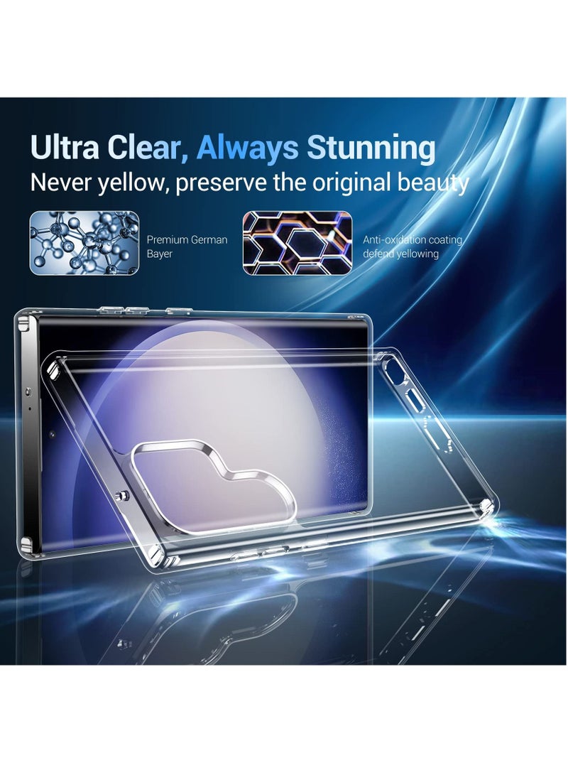 BORTONY Samsung Galaxy S23 Ultra Case Crystal Clear 2X HD Camera Lens Protectors Anti-Yellowing Military Grade Drop Proof Slim Fit Soft TPU Protective Cover - Image 2