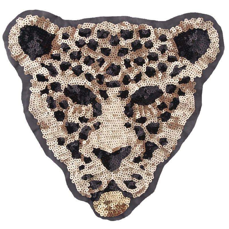 Huluth Iron on Leopard Patch Sequin Patches Embroidered Badge Motif Applique Patch for Clothing Jeans TShirt