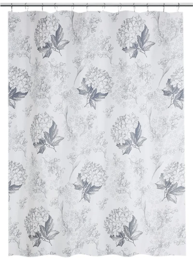يسكن Dwell Grey Cotton Flower Shower Curtain - Grey