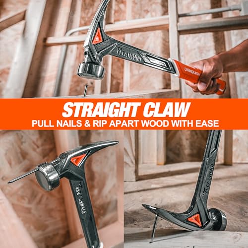 VANQUISH 11oz Titanium Framing Hammer Straight Rip Claw with Smooth Face, Magnetic Nail Hodder, One Piece Forged Anti-Vibration Design, Soft Grip 0536 - Image 4