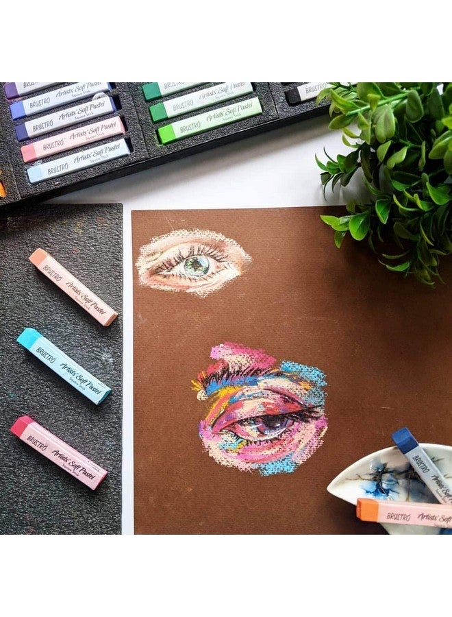 BRUSTRO Artist's Soft Pastels, Sticks - Set of 24 | Ideal for Layering, Blending, Scumbling, Vivid Colours, Intense Shades, Highly Pigmented, Fade Resistant Colors - Image 5