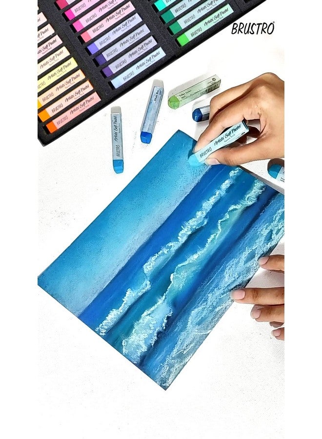 BRUSTRO Artist's Soft Pastels, Sticks - Set of 24 | Ideal for Layering, Blending, Scumbling, Vivid Colours, Intense Shades, Highly Pigmented, Fade Resistant Colors - Image 4
